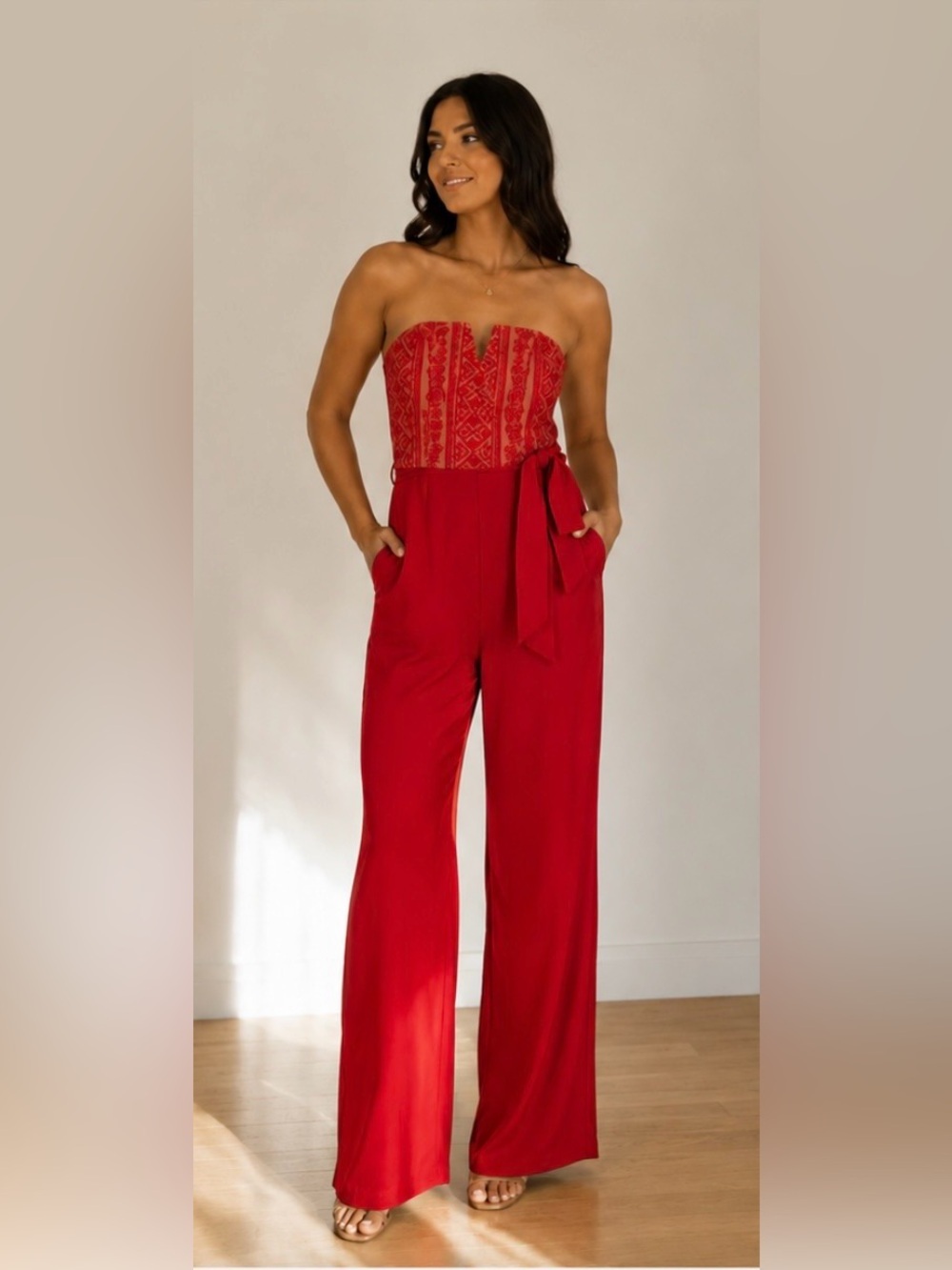 New Francesca's Red Jumpsuit